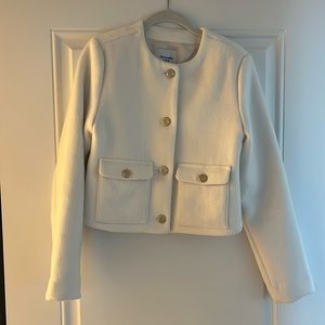 Abercrombie & Fitch Cropped Wool-Blend Jacket in cream